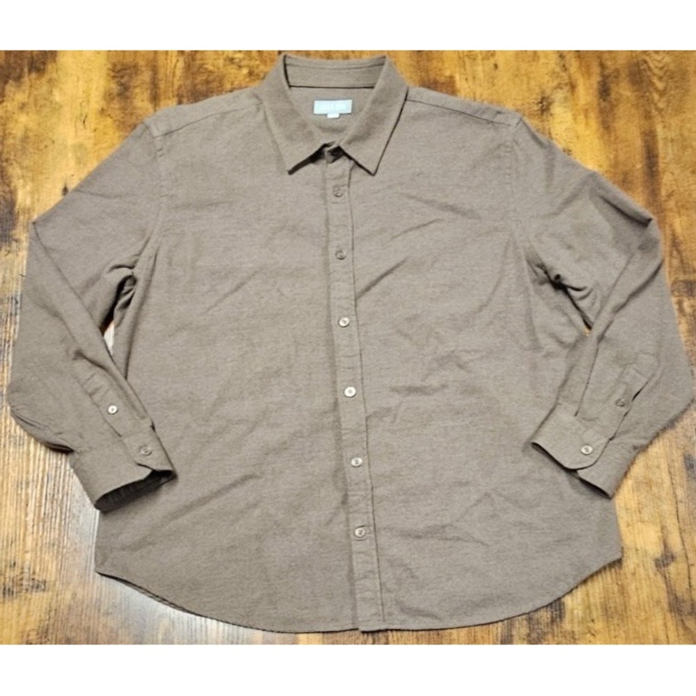 Ash & Erie Shirt Men's XL Brown Woven Button Up Long Sleeve Casual
